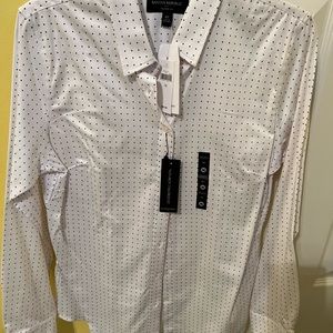 Banana Republic women’s blouse white with black dots size 10. used.